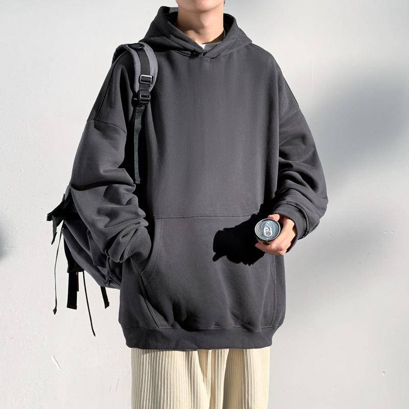 Frühling Kapuzen Langarm Hoodie Männer Loose Ins Marke Casual Crewneck Pullover Basishemd Einfarbig Jungen Hemd 3XL von Joom DACH