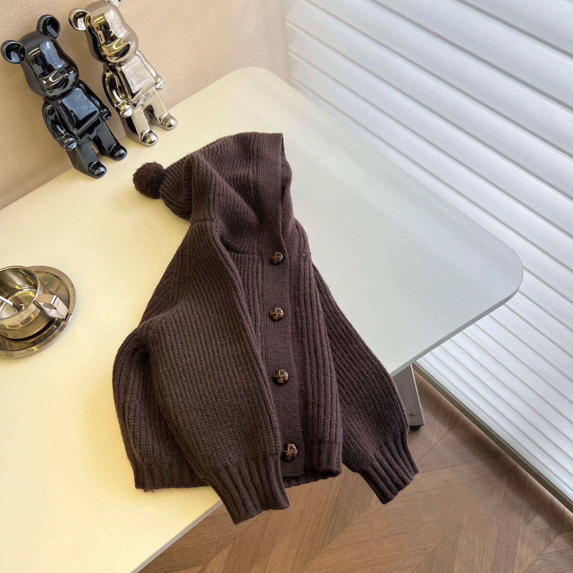 Frühling Mädchen Jungen Pullover Herbst Mode Gestrickte Mit Kapuze Strickjacke Vielseitig Jacke Mantel Kinder Infant Strickjacken Kleidung 100 braun von Joom DACH