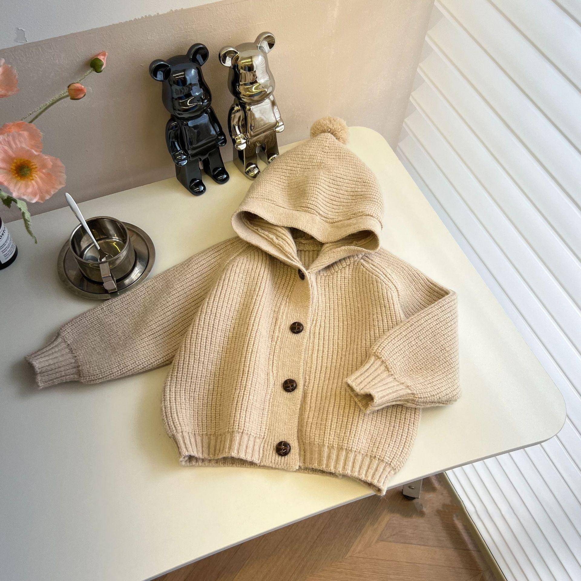 Frühling Mädchen Jungen Pullover Herbst Mode Gestrickte Mit Kapuze Strickjacke Vielseitig Jacke Mantel Kinder Infant Strickjacken Kleidung 120 beige von Joom DACH
