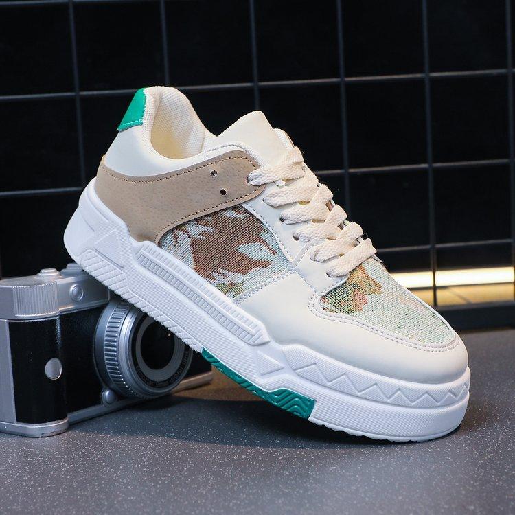 Frühling Neue Board Schuhe Damen Farbpassende Schnürschuhe Plateau Höhenerhöhend Damen Schuhe Damen Casual Sport Weiße Schuhe Großhandel 40 von Joom DACH