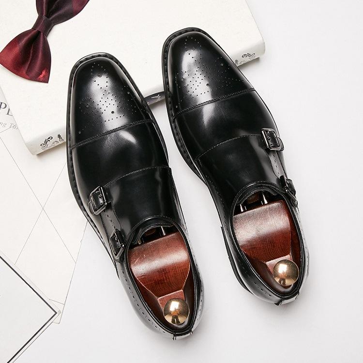 Frühling Neue Brogue Herrenschuhe Business Formelle Kleidung Lederschuhe Herren Britische Schwarze Oxford Schuhe mit Schnalle 43 von Joom DACH