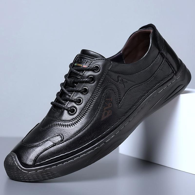 Frühling Neue Business Casual Schuhe Herren Lederschuhe Weiches Leder Weicher Boden Papa Täglich Slipper Einzelne Schuhe 44 schwarz von Joom DACH