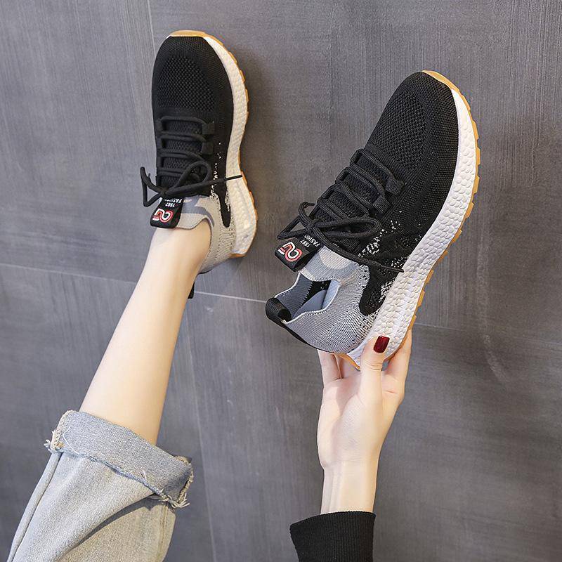 Frühling Neue Damenschuhe Mode Trendige Schuhe Dicke Sohle Freizeitschuhe Damen Fliegendes Gewebe Atmungsaktive Mesh Sneaker Damen 40 von Joom DACH