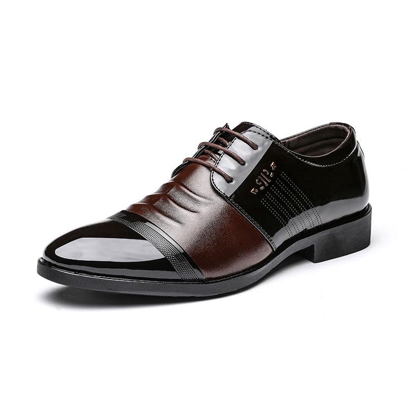 Frühling Neue Einzelne Schuhe Lederschuhe Herren Formelle Kleidung Business Casual Schuhe Hochzeitsschuhe Britische Herrenschuhe 44 braun von Joom DACH