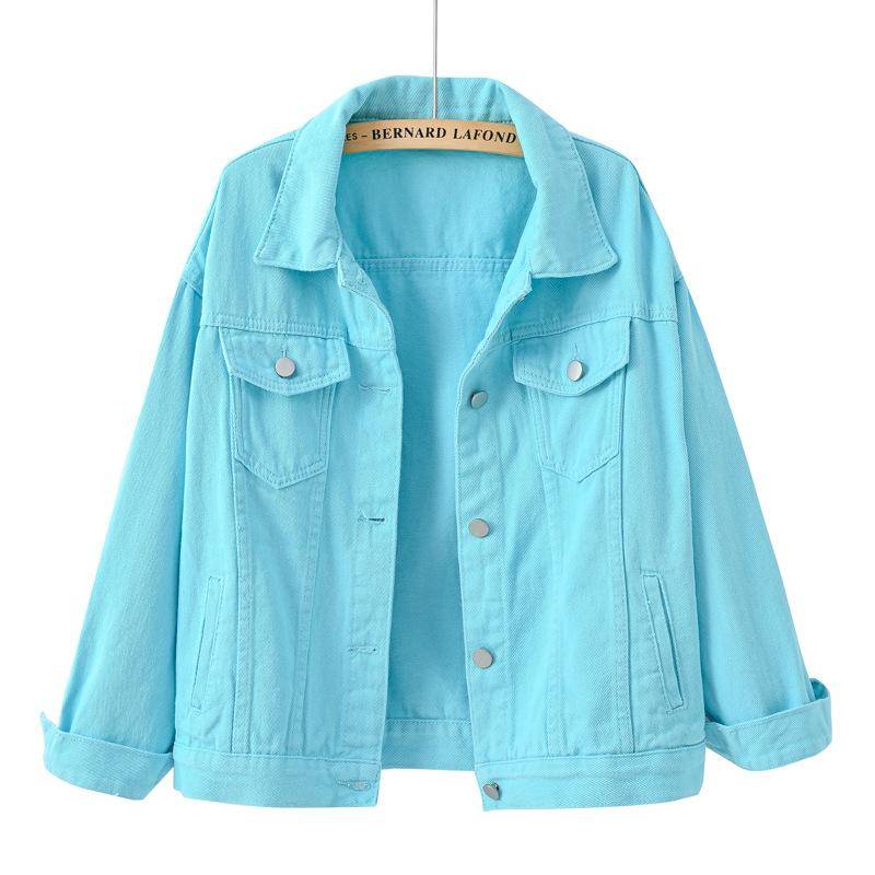Frühling Neue Farbe Denim Jacke frauen Kurze Koreanische Lose Langarm Jacke Student Top XL blau von Joom DACH