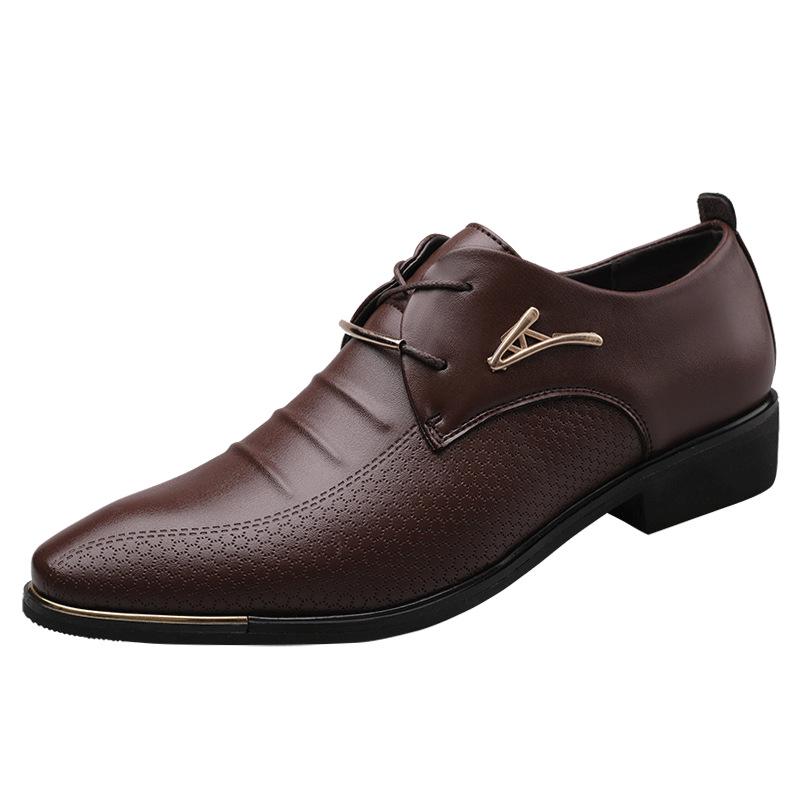 Frühling Neue Große Größe Herren Lederschuhe Business Kleid Schuhe Herren Schnürschuhe Casual Schuhe 48 braun von Joom DACH