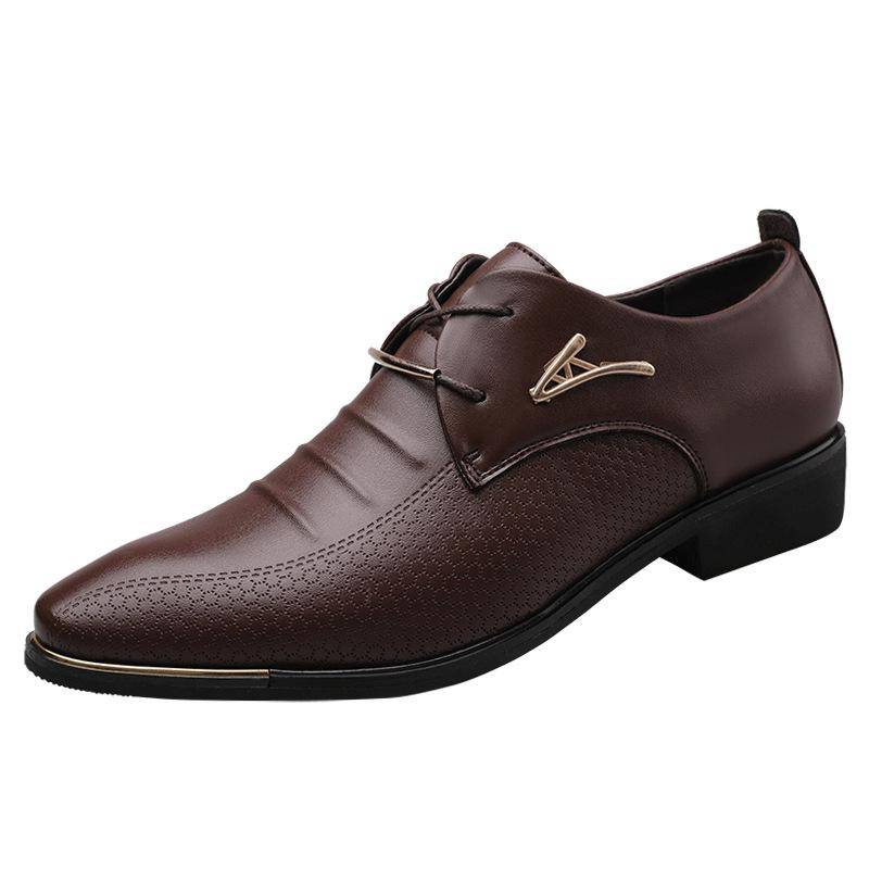 Frühling Neue Große Größe Herren Lederschuhe Business Kleid Schuhe Herren Schnürschuhe Casual Schuhe 48 braun von Joom DACH