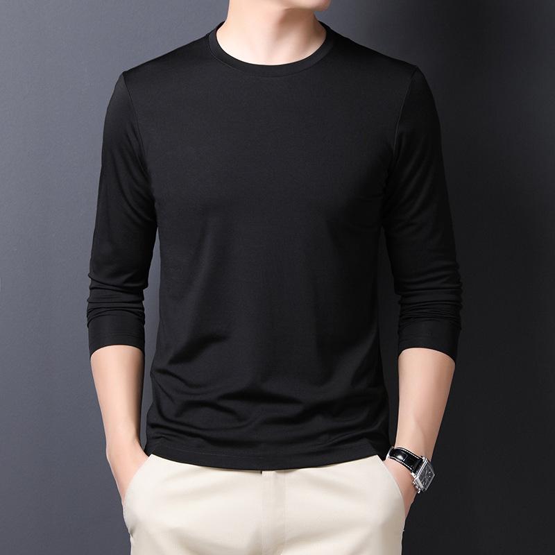 Frühling Neue Herren Langarm Einfarbig Koreanischen Stil Lose Casual Trendy Herren Bottoming Shirt 4XL von Joom DACH