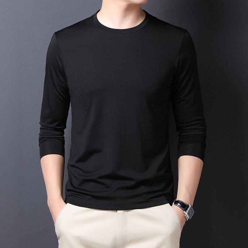 Frühling Neue Herren Langarm Einfarbig Koreanischen Stil Lose Casual Trendy Herren Bottoming Shirt 4XL von Joom DACH