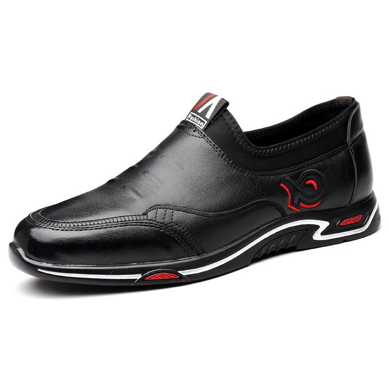 Frühling Neue Herren Lederschuhe Herrenmode Allround Trendschuhe Lässig Set-Fuß Weichsohlige Jugend Fahrschuhe 42 schwarz von Joom DACH