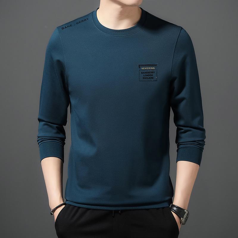 Frühling Neue Herren Rundhals Pullover Mode Herrenhemd Langarm Bottoming Shirt 4XL blau von Joom DACH