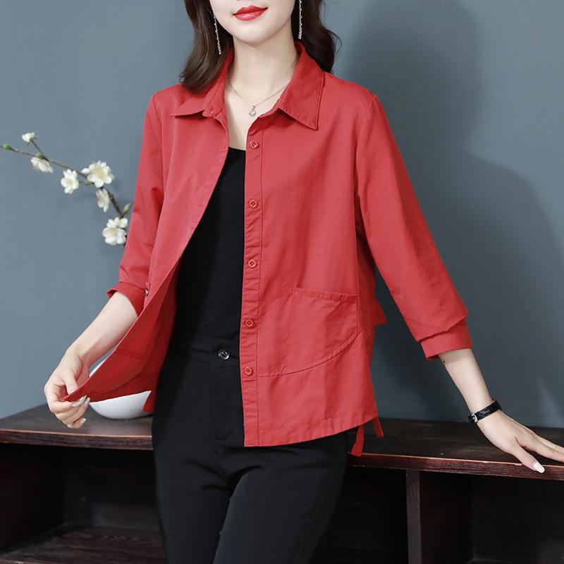 Frühling Neue Mama Temperament Lose Hemd Hemd Mode Ausländischen Stil Altersreduzierung Top Polo Neck Langarm Shirt L von Joom DACH