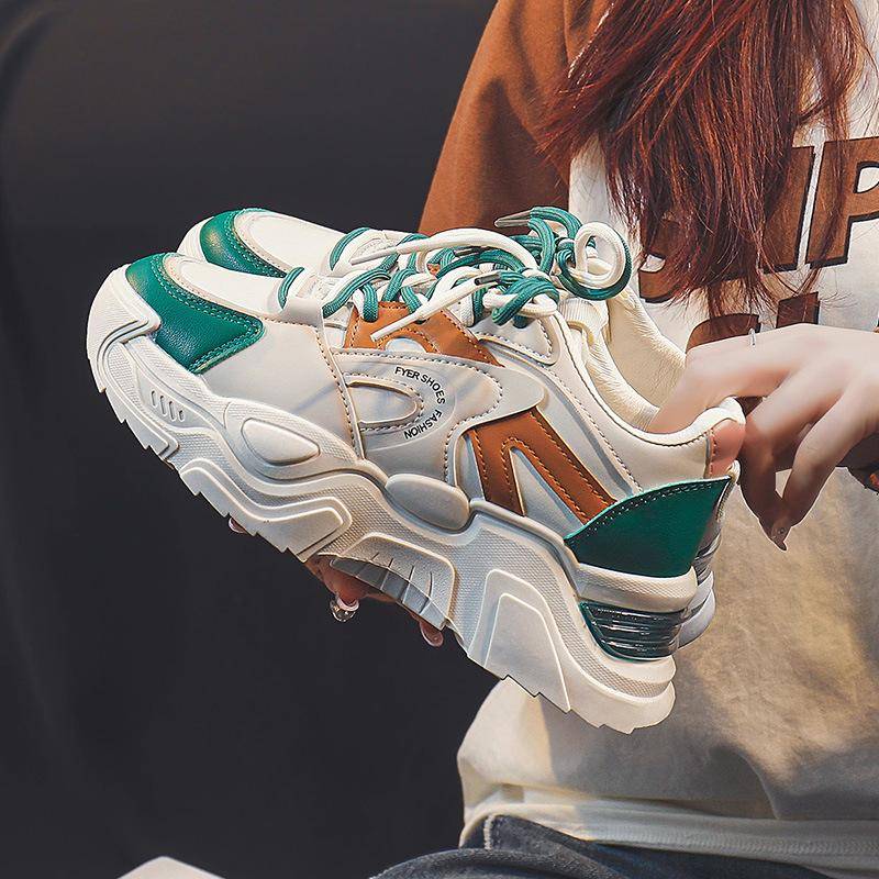 Frühling Neue Papa Schuhe Damen Ins Modeschuhe Plateau Höhenerhöhende Schuhe Lässiger Sneaker Laufschuhe 40 von Joom DACH