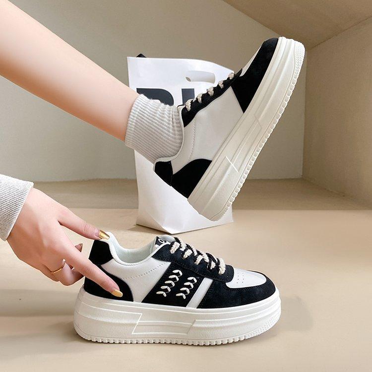 Frühling Neue Plateau Plateau Erhöhte Einfach zu Tragen Schuhe Damen Farbpassend Weizen Mode Lässig Übung Board Schuhe Damen 40 von Joom DACH