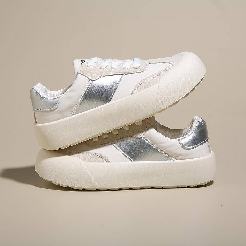 Frühling Neue Plateau Weiße Schuhe Student Vielseitige Lässige Board Schuhe Ins Trendige Muffin Schuhe Damen 40 beige von Joom DACH