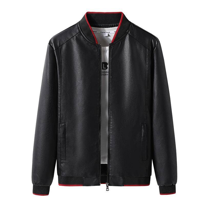 Frühling Neue Stil Junge männer Weiße Leder Jacke männer Slim Koreanischen Stil Hübsche Motorrad Leder Jacke herren Jacke 5XL schwarz von Joom DACH