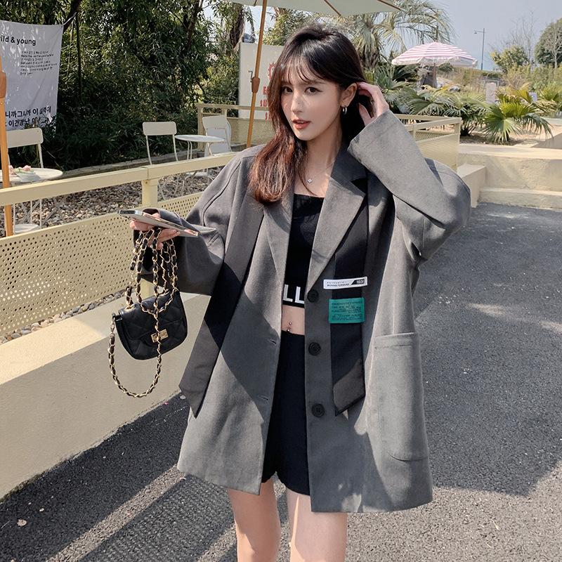 Frühling Neue Stil Schwarz Blazer frauen Western Stil Nische Anzug M grau von Joom DACH