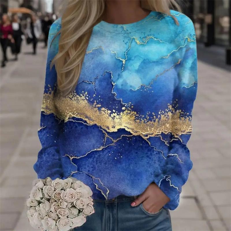 Frühling Neue Tinte Malerei Langarm T Shirt Pailletten 3D Druck Vintage Langarm Tops Langarm Y2k Kleidung Mädchen t-shirt 8XL von Joom DACH