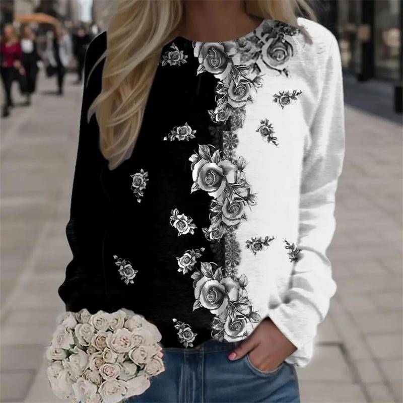 Frühling Neue Tinte Malerei Langarm T Shirt Pailletten 3D Druck Vintage Langarm Tops Langarm Y2k Kleidung Mädchen t-shirt 8XL von Joom DACH