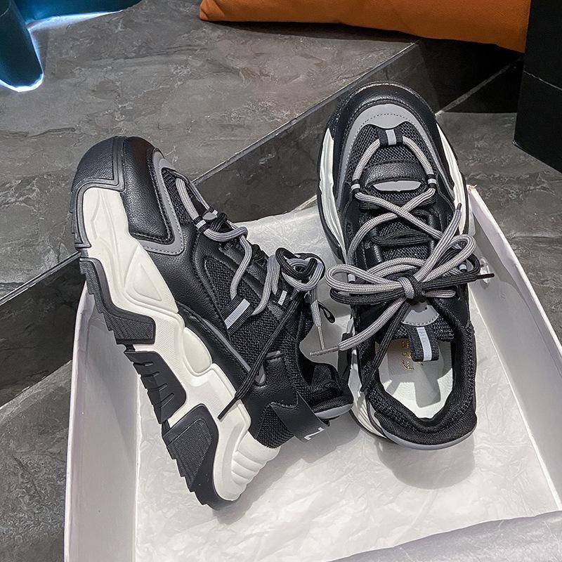 Frühling Neue atmungsaktive erhöhte Sport Damenschuhe Student Fashion Platform Papa Schuhe Damen Casual Laufschuhe 40 von Joom DACH