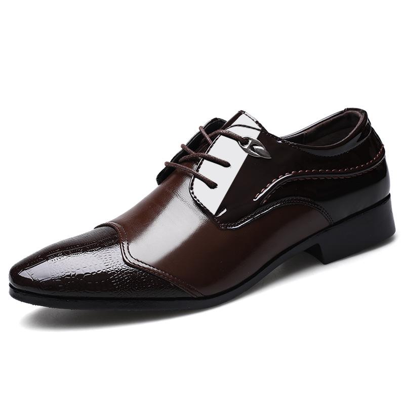 Frühling Neue große Freizeitschuhe aus Leder Herren Business formelle Schuhe mit Schnürung Britische Hochzeitsschuhe 42 braun von Joom DACH