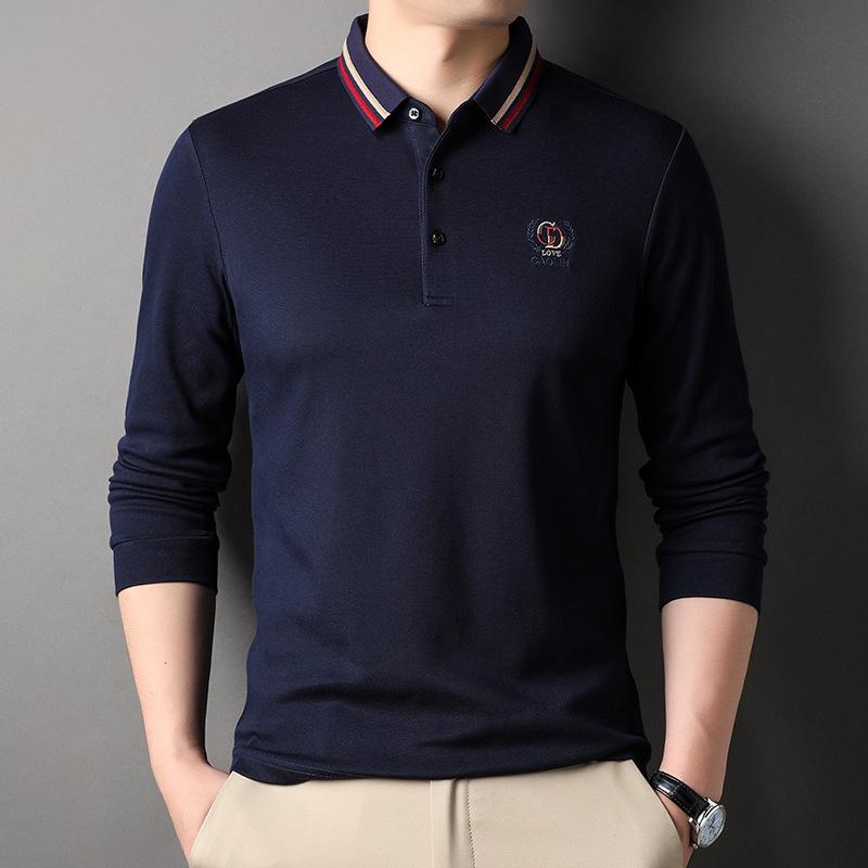 Frühling Neues Herren Revers Mode Lässig Einfarbig Langarm Poloshirt Herren T-Shirt 3XL von Joom DACH