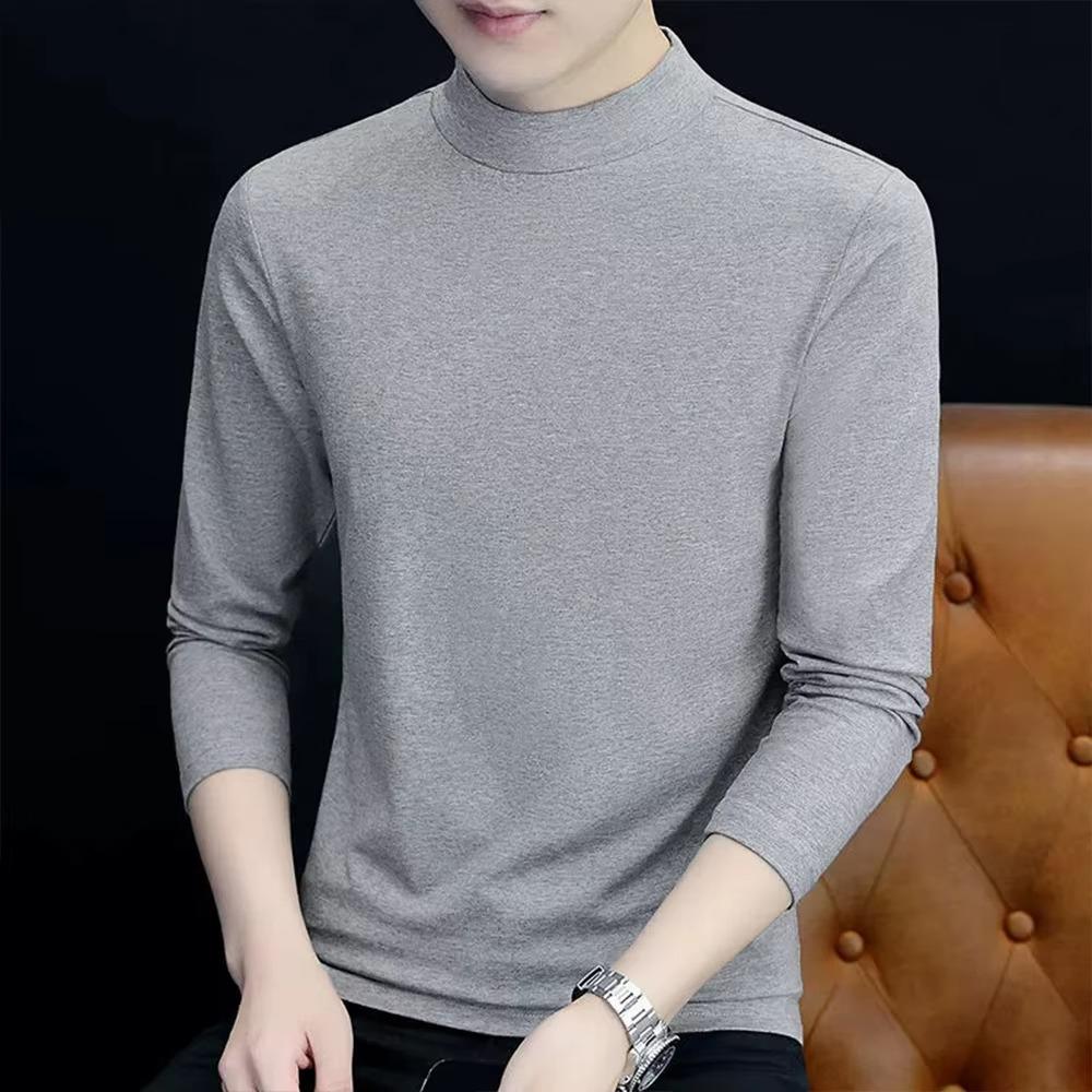 Frühling Neues Herren Rollkragen T-Shirt Langarm Slim Fit Einfarbig Hochelastisch Unterzieh-Pullover Basic-Stil Herren Tops XXXL graue von Joom DACH