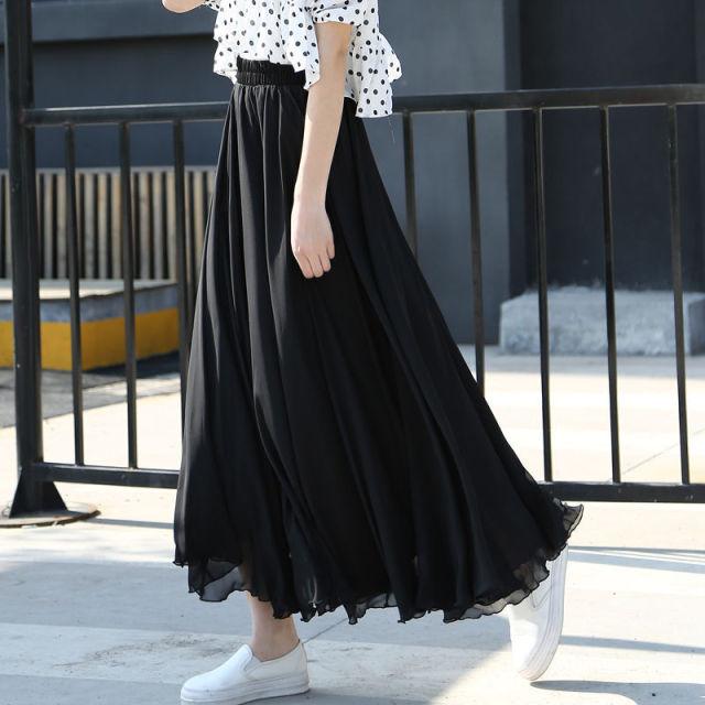 Frühling Rock Schicht Chiffon Lange Röcke Für Frauen Elegante Casual Hohe Taille Boho Strand Maxi Röcke Saias Femme XL schwarz Frühling Rock Schicht Chiffon Lange Röcke Für Frauen Elegante Casual Hohe Taille Boho Strand Maxi Röcke Saias Femme XL schwarz von Joom DACH
