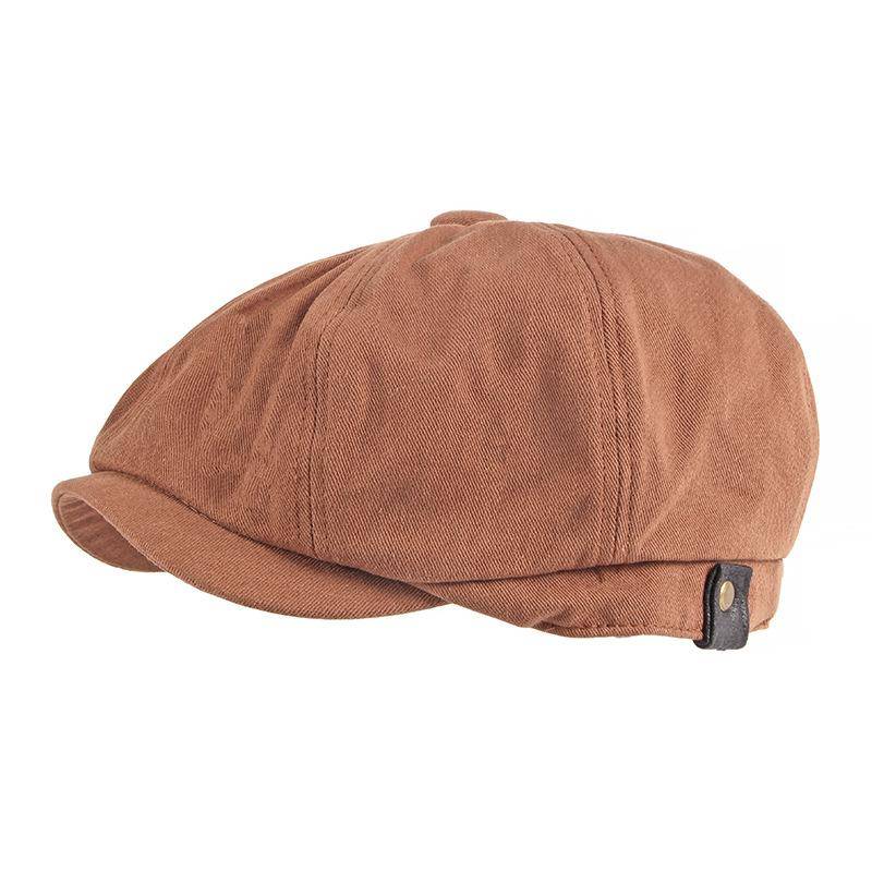 Frühling Sommer Baumwolle Achteckige Kappe Herren Britische Vintage Maler Kappe Baskenmütze Zeitungsjunge Kappe Beckham Gatsby Kappe Einstellbare Efeu Hut orange von Joom DACH
