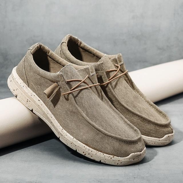 Frühling Sommer Bequeme Freizeit Schuhe Herren Canvas Schuhe für Herren Komfortschuhe Mode Flache Slipper Schuh 46 khaki von Joom DACH