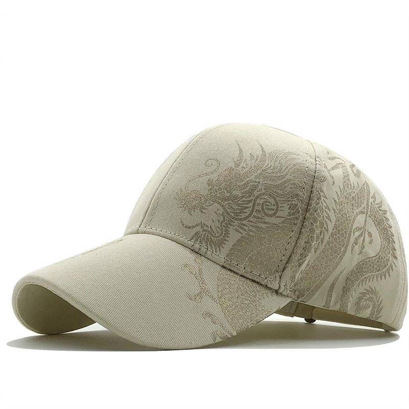 Frühling Sommer Chinesischen Stil Drachen Design Muster Baseball Kappe Outdoor Caps Herren Trucker Hut Golf Hüte Angeln Hut Sport Hüte beige von Joom DACH