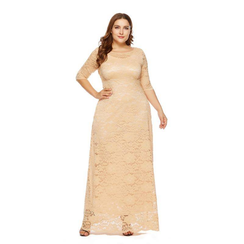 Frühling Sommer Damen Kleid Plus Size Spitze Abendkleider Brautjungfernkleider 5XL apricot Frühling Sommer Damen Kleid Plus Size Spitze Abendkleider Brautjungfernkleider 5XL apricot von Joom DACH