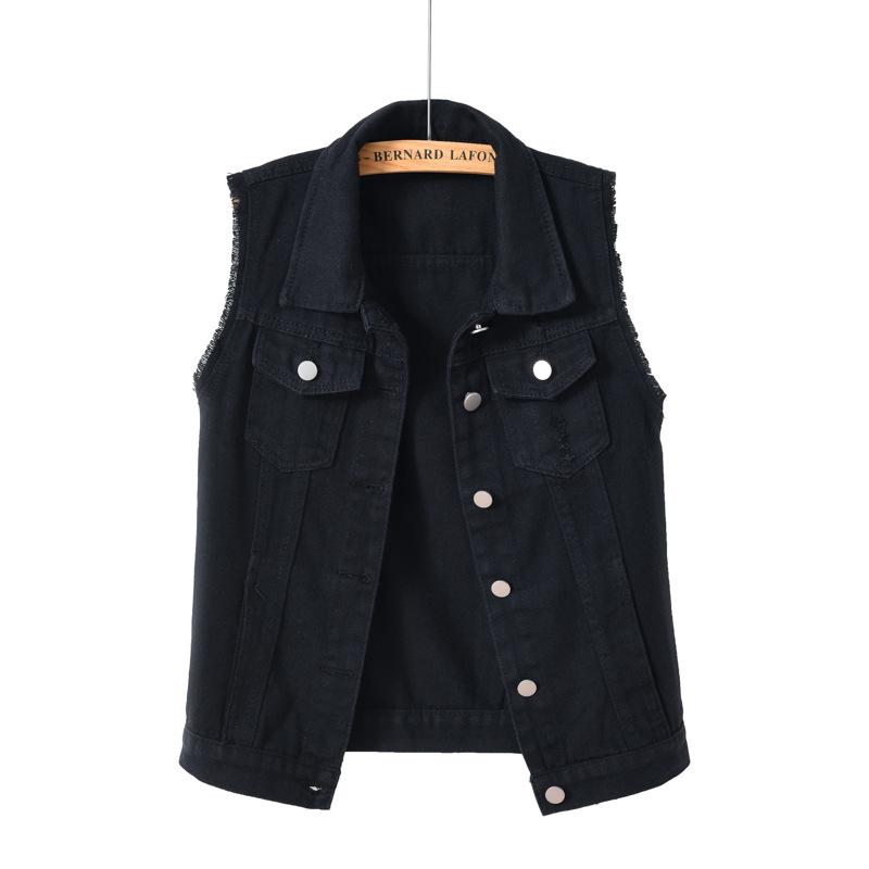 Frühling Sommer Farbe Denim Weste frauen Kurze Koreanische Lose Langarm Jacke Student Top XL schwarz von Joom DACH