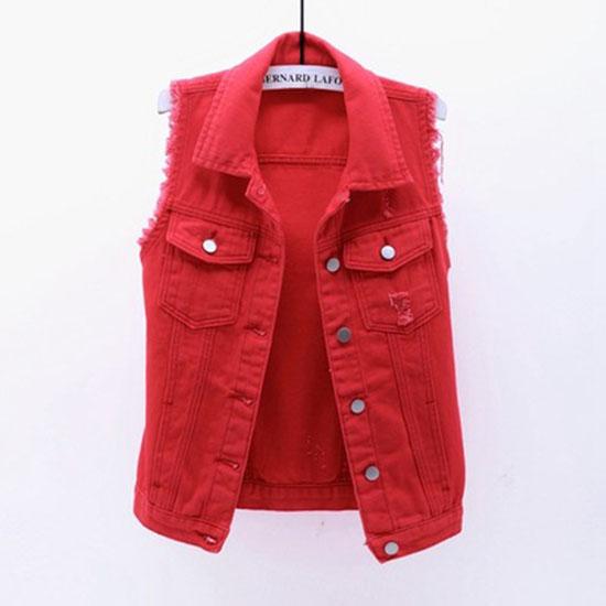 Frühling Sommer Farbe Denim Weste frauen Kurze Koreanische Lose Langarm Jacke Student Top XL rot von Joom DACH