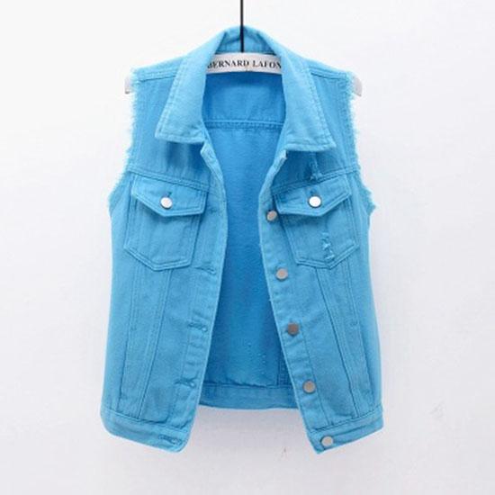 Frühling Sommer Farbe Denim Weste frauen Kurze Koreanische Lose Langarm Jacke Student Top XXL himmelblaue von Joom DACH