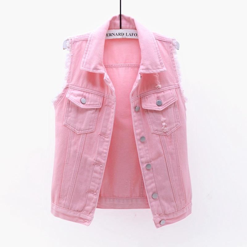 Frühling Sommer Farbe Denim Weste frauen Kurze Koreanische Lose Langarm Jacke Student Top XXXL rosa von Joom DACH