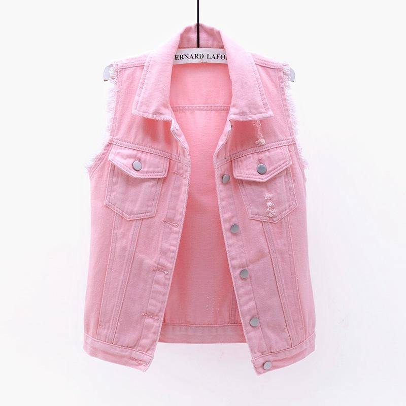 Frühling Sommer Farbe Denim Weste frauen Kurze Koreanische Lose Langarm Jacke Student Top XXXL rosa von Joom DACH
