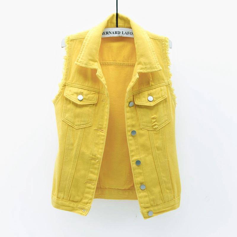 Frühling Sommer Farbe Denim Weste frauen Kurze Koreanische Lose Langarm Jacke Student Top XXXXL gold von Joom DACH