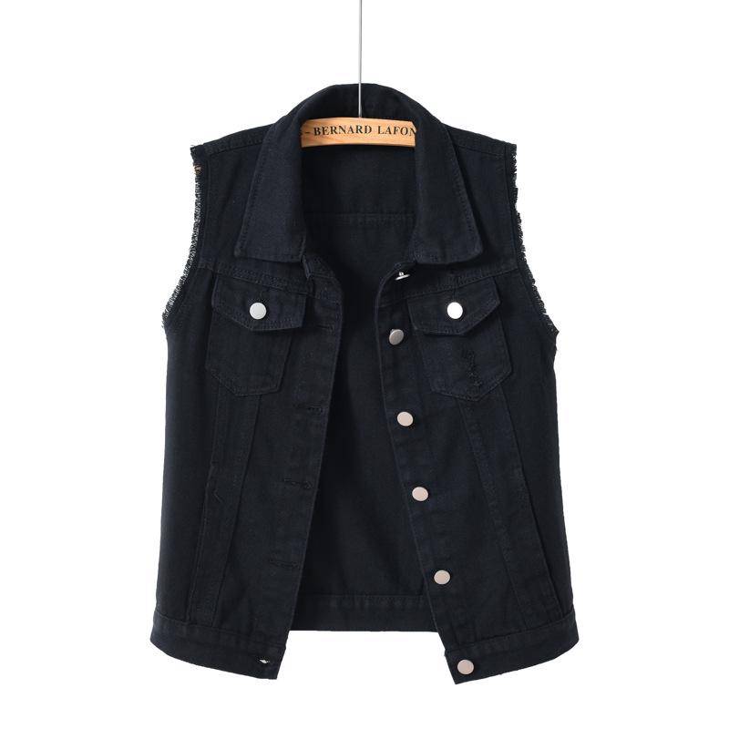 Frühling Sommer Farbe Denim Weste frauen Kurze Koreanische Lose Langarm Jacke Student Top XXXXXXL schwarz von Joom DACH
