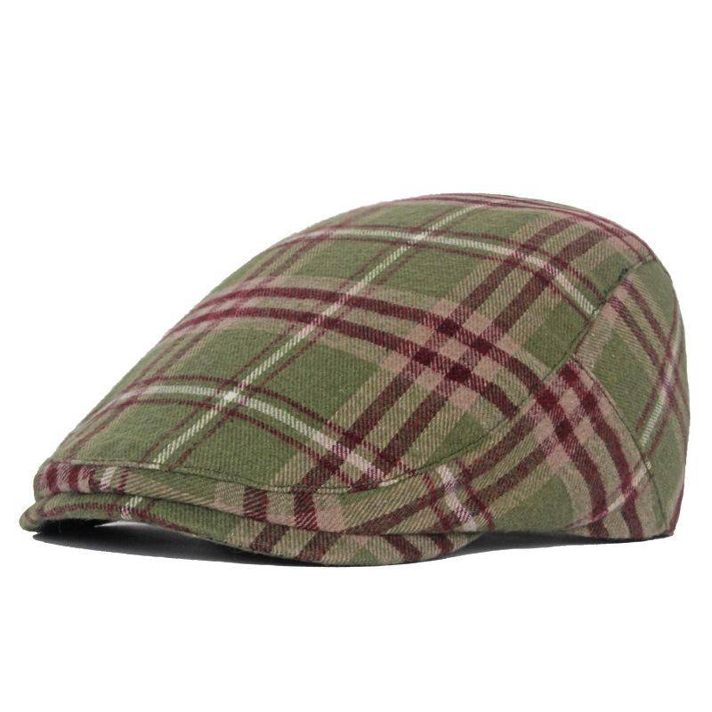 Frühling Sommer Farbe Plaid Baskenmütze Herren Britische Zeitung Boy Cap Damen Outdoor Sonnenhut Maler Hut grün von Joom DACH