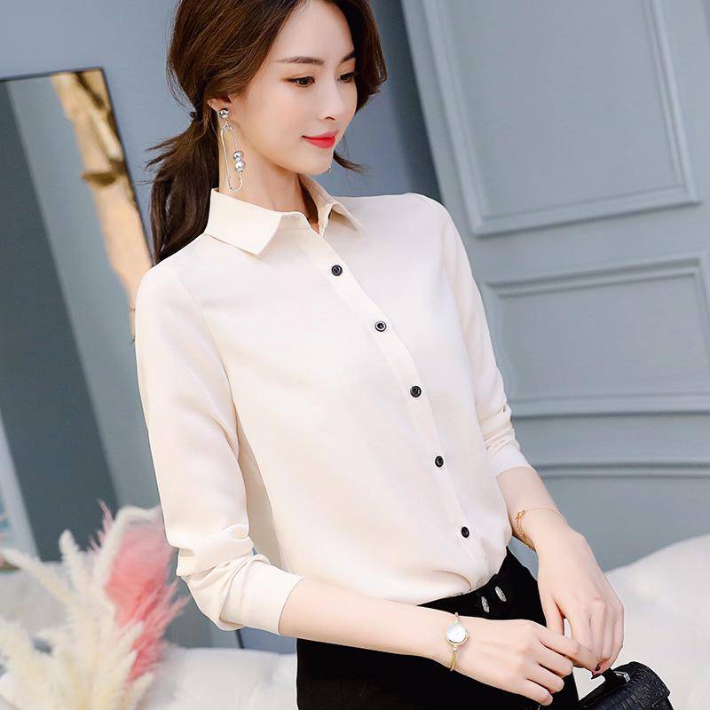 Frühling Sommer Frauen Einfarbig Drehen Unten Kragen Langarm Hemd Büro Button Up Schlanke Bluse Tops XL off-weiße Frühling Sommer Frauen Einfarbig Drehen Unten Kragen Langarm Hemd Büro Button Up Schlanke Bluse Tops XL off-weiße von Joom DACH