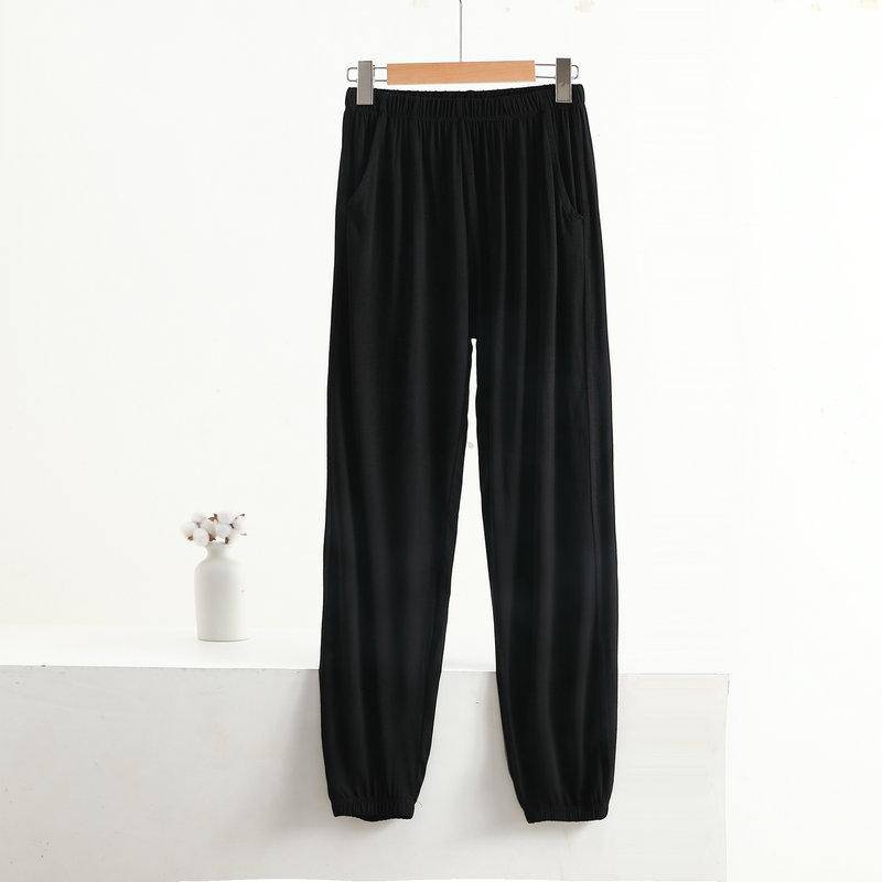 Frühling Sommer Herbst Damen Übergröße Einfarbig Dünne Sektion mit Taschen Jogginghose Locker Mückensicher Fußbindung Neun-Minuten Freizeithose 8XL von Joom DACH