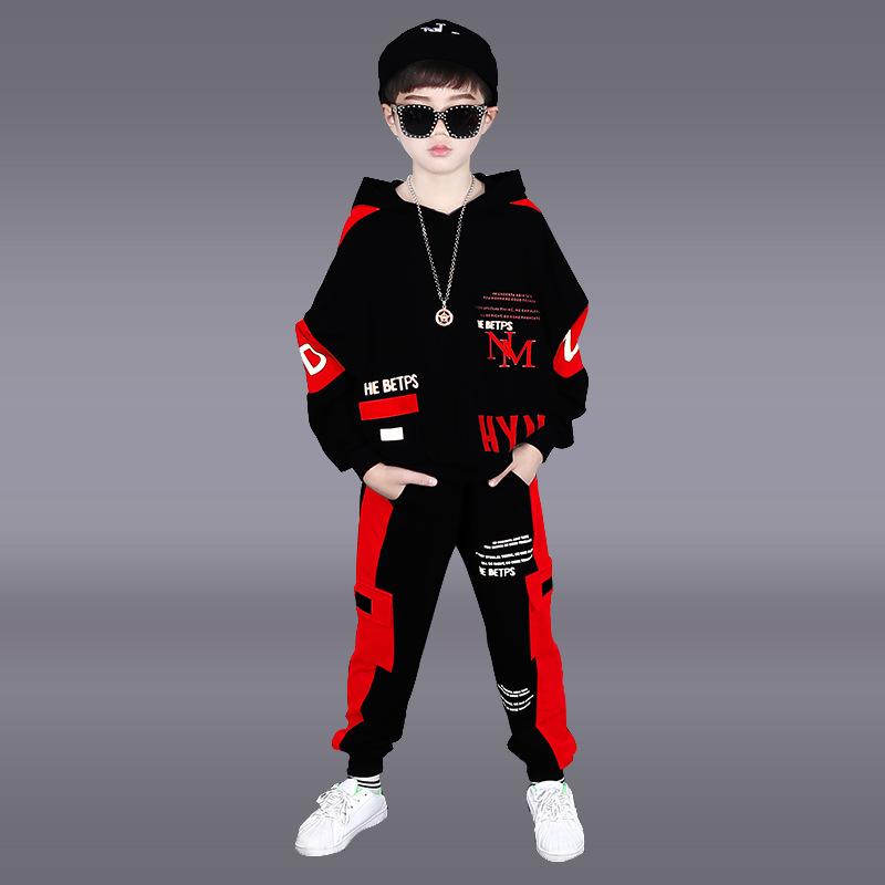 Frühling Sommer Herbst Kinder Jungen Kleidung Teenager Trainingsanzug Buchstaben Mit Kapuze Top Shirts Sweatshirt und Hose 110 rot von Joom DACH