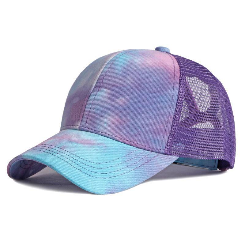 Frühling Sommer Männer Frauen Atmungsaktive Mesh Baseball Caps Farbverlauf Kappe Pferdeschwanz Baseball Kappe Outdoor Sport Strand Kappe Snapback Hut 55-60cm violett von Joom DACH