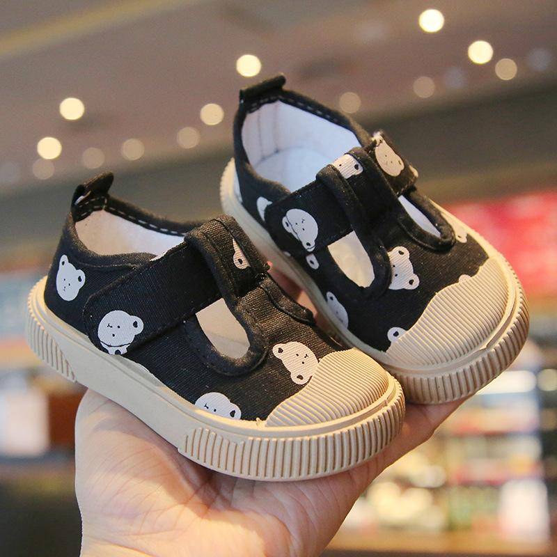 Frühling Sommer Neue Baby Kleinkind Junge Schuhe Weichen Bequemen Leinwand Schuhe Erste Wanderer Mädchen Tuch Schuhe Turnschuhe Bord Schuhe 23 schwarz von Joom DACH