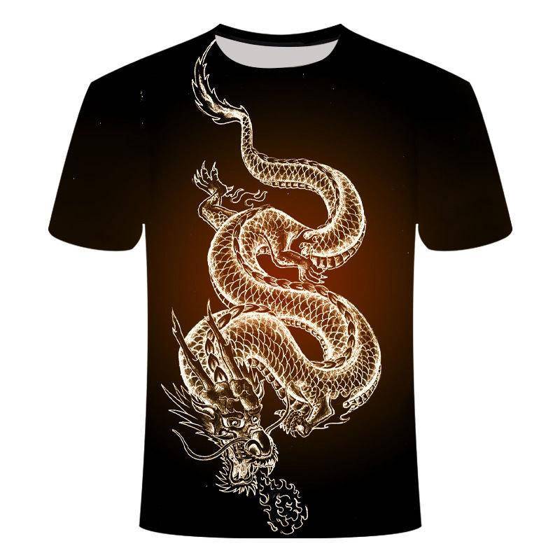 Frühling Sommer Tops Männer Plus Größe Kleidung Drachen 3D Print T Shirt Tier Tees O Hals Kurzarm Top Atmungsaktiv mann Shirts XXL von Joom DACH