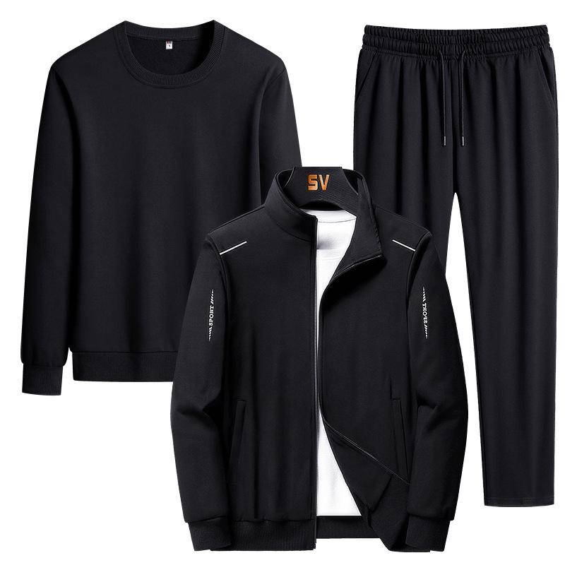 Frühling Und Herbst Freizeit Anzug männer Strickjacke Pullover Anzug Stehkragen Freizeit Sport Drei-Stück Set M von Joom DACH