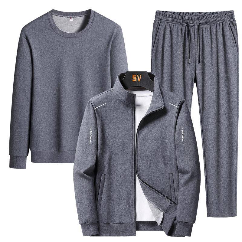 Frühling Und Herbst Freizeit Anzug männer Strickjacke Pullover Anzug Stehkragen Freizeit Sport Drei-Stück Set M von Joom DACH