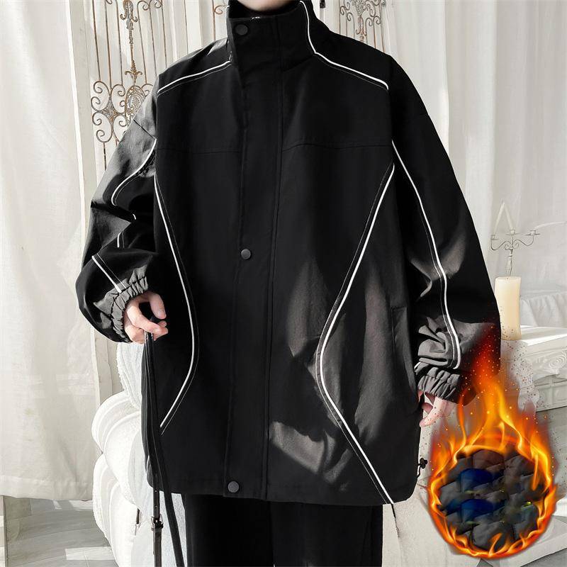 Frühling Und Herbst Winter Herren Plüsch Verdickt/Regulär Arbeitskleidung Stehkragen Stormtrooper Jacke Vibe Stil Gutaussehende Fliegerjacke Oberteil 4XL von Joom DACH