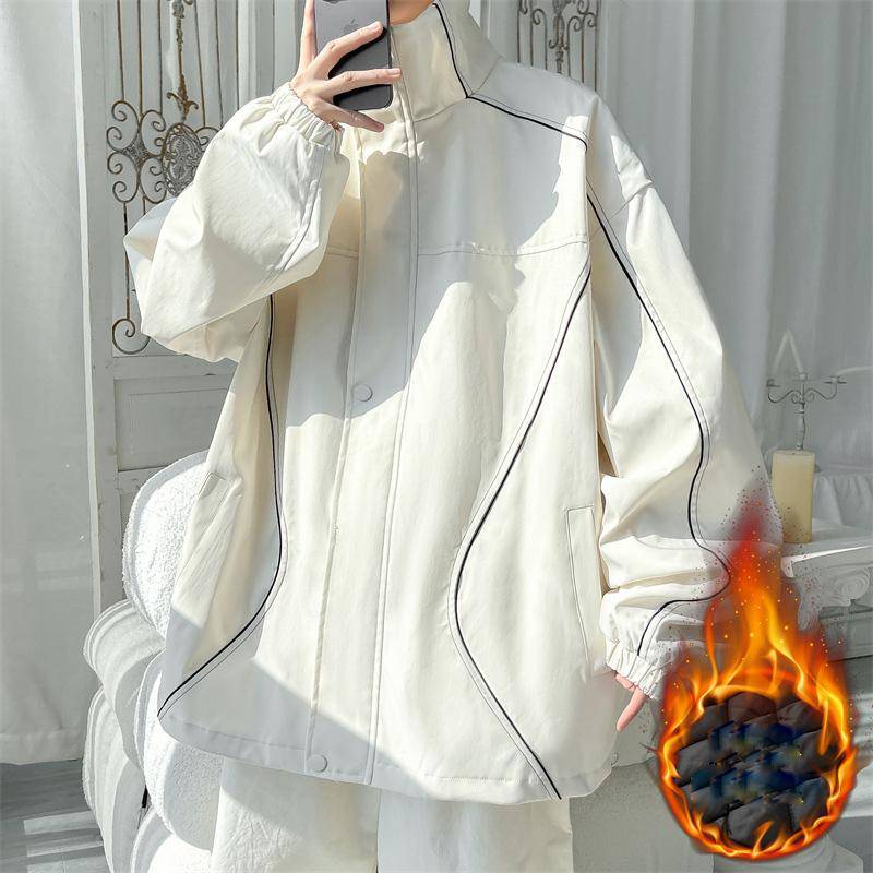 Frühling Und Herbst Winter Herren Plüsch Verdickt/Regulär Arbeitskleidung Stehkragen Stormtrooper Jacke Vibe Stil Gutaussehende Fliegerjacke Oberteil 4XL von Joom DACH